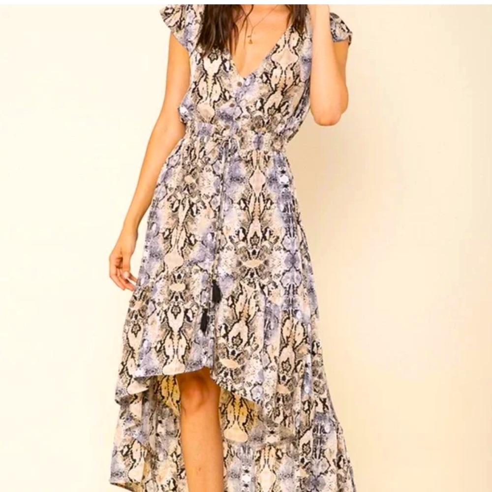 Anthropologie RAGA NWT Snake Print Maxi Dress high low maxi dress / Large